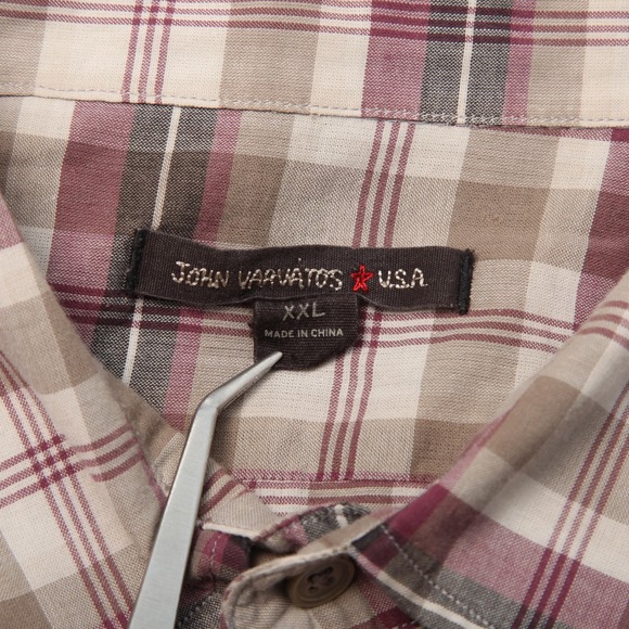 John Varvatos USA Shirt Mens 2XL Plaid Burgundy Long Sleeve Button Front Casual - Picture 4 of 11